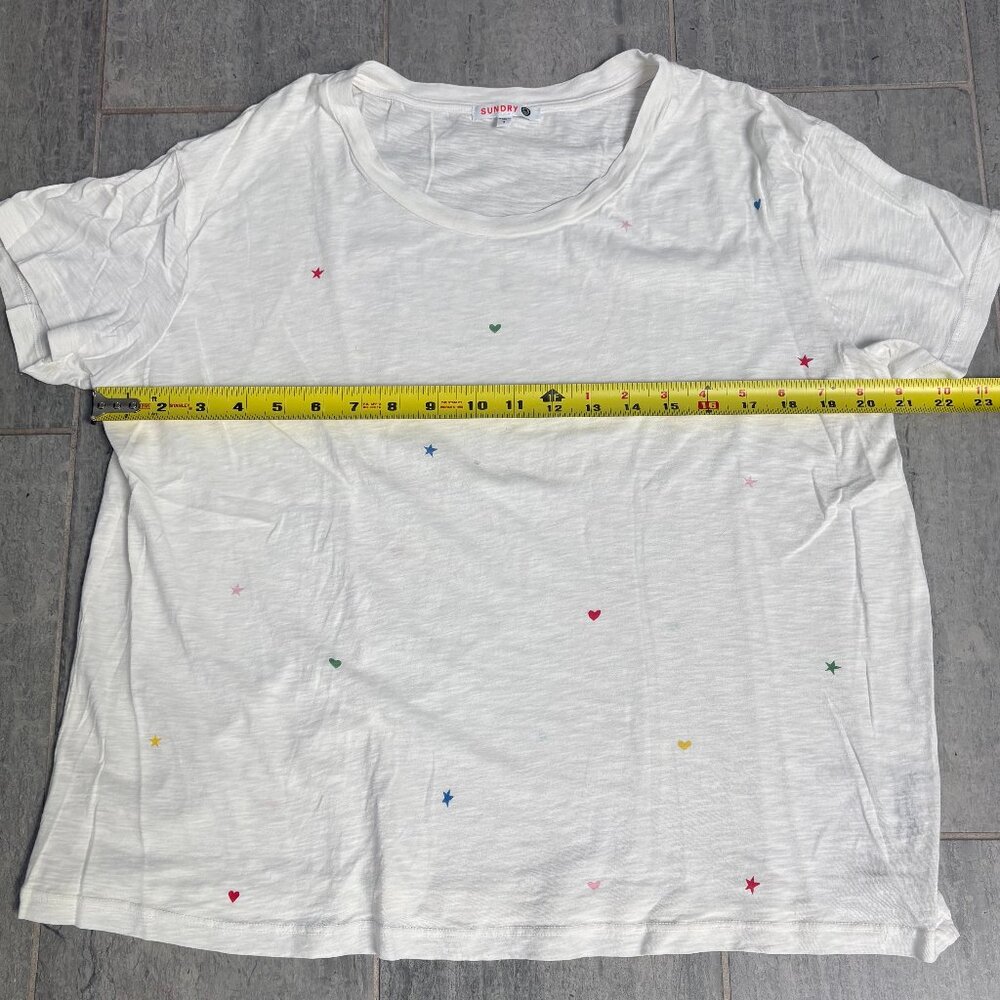 Sundry Multicolor Hearts & Stars Vintage Crewneck Short Sleeve Tee White 1/Small - Picture 5 of 8